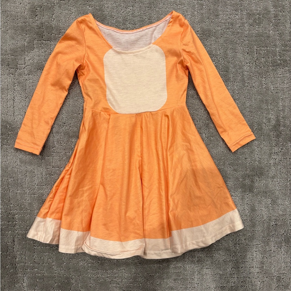 Bluey Costume - Charming Orange Kids Dress with Long Sleeves